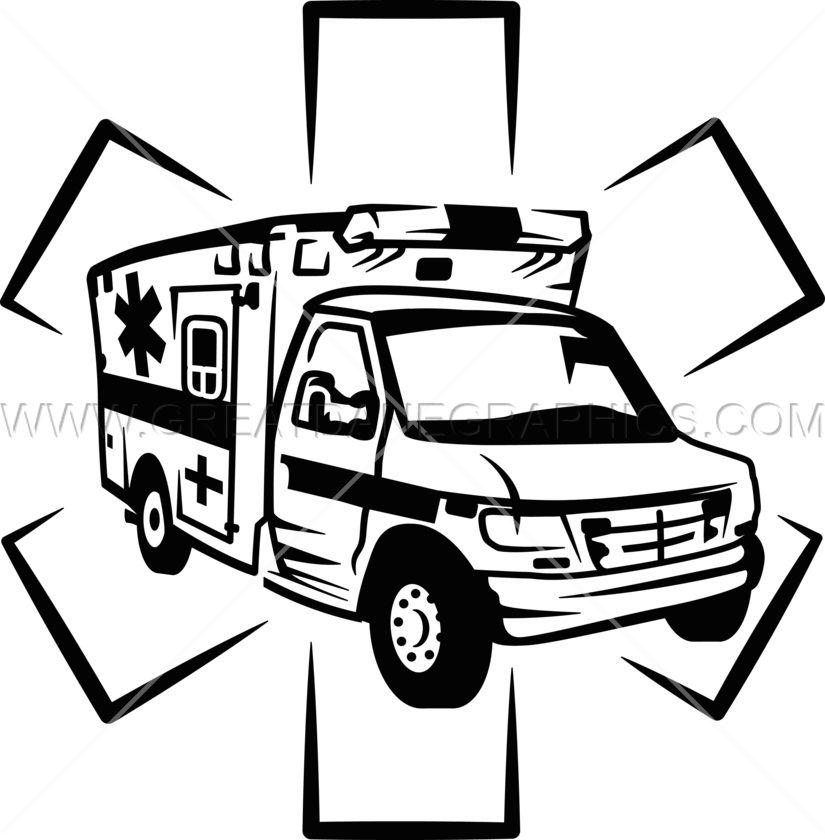 Truck Clipart Paramedic - Ambulance In Black And White (825x840)