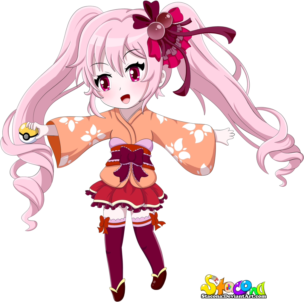 Chibi Pokemon Trainer - Anime Chibi Kimono (1024x1014)