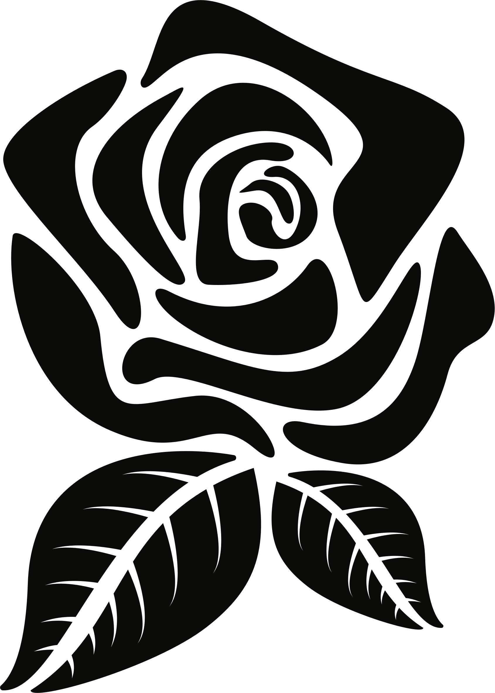 Flower Silhouette Rose Clip Art - Rose Silhouette (1690x2366)