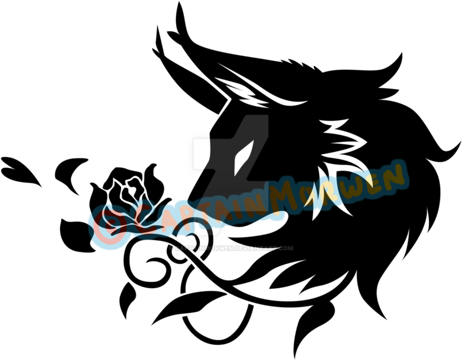 Rose Cat Design Silhouette - Rose Silhouette (1006x794)