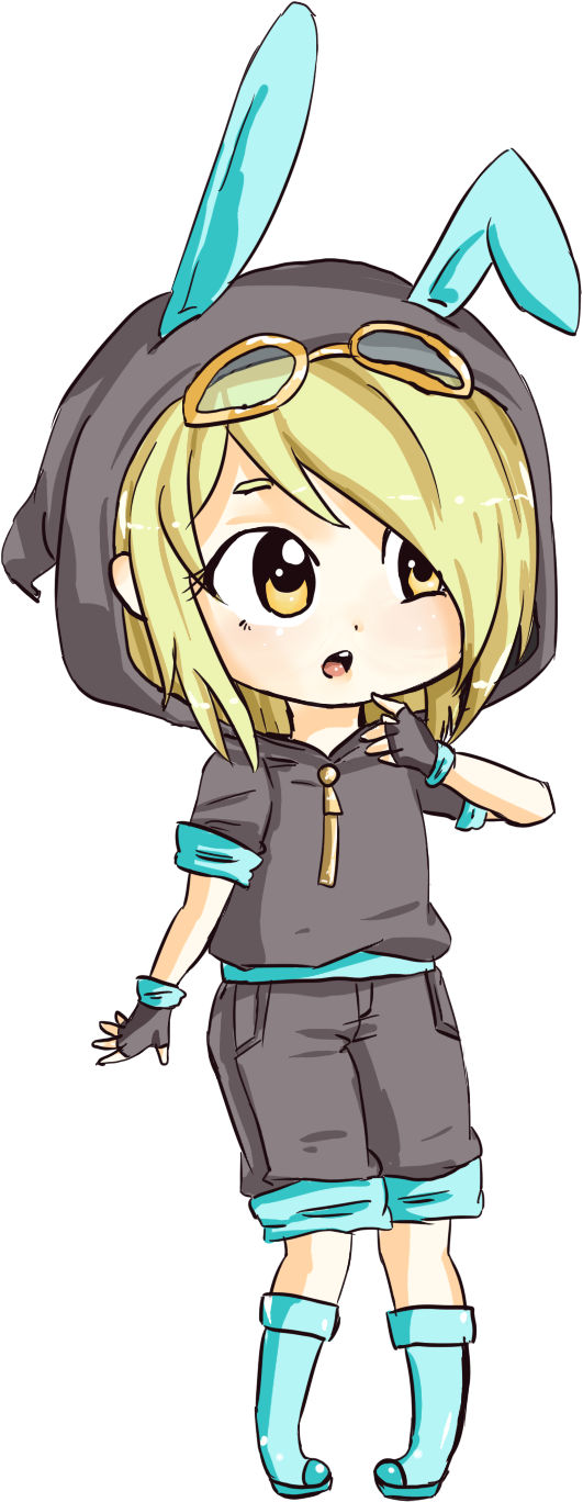 Haruliina, Boots, Bunny Ears, Chibi, Clothes, Costume, - Cartoon (853x1435)