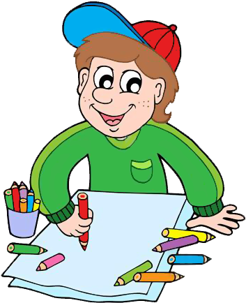 Gify Nena - Škola Str - - Boy With Crayons Clipart (360x445)