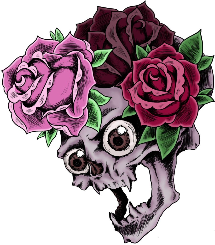Skull And Roses By Little-bluefish - Skull And Roses By Little-bluefish (1024x1317)