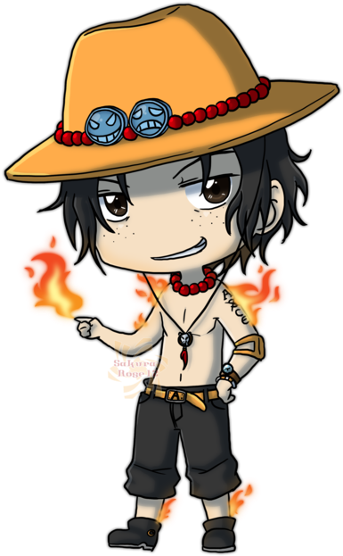 Ace By Sakura-rose12 - Portgas D Ace Chibi (400x638)