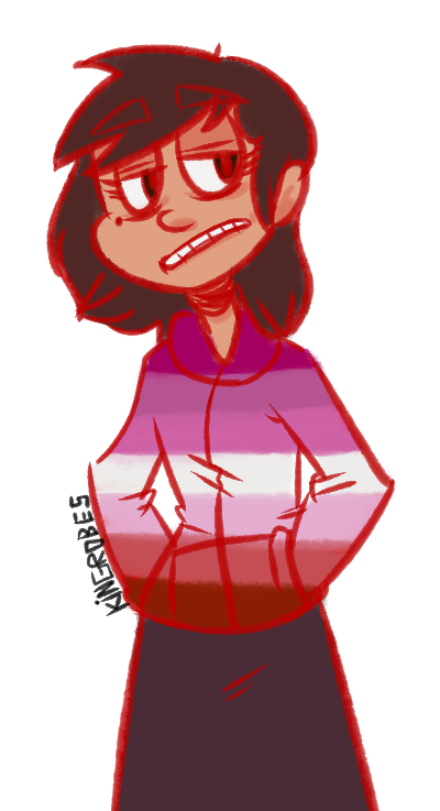 Red Facial Expression Cartoon Fictional Character Head - Translesbian Flag (436x743)