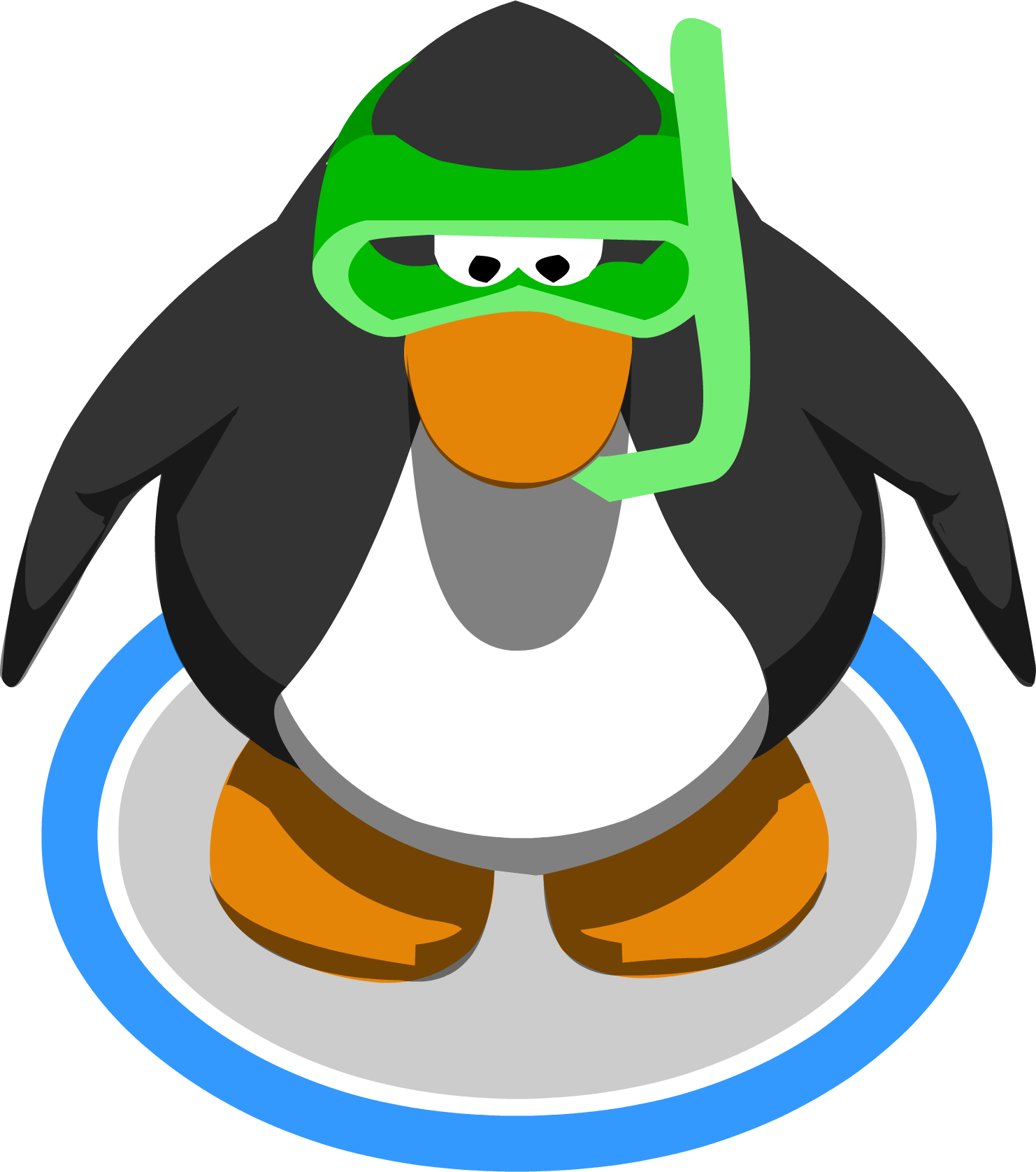 Green Snorkel In-game - Club Penguin 3d Penguin (1482x1677)