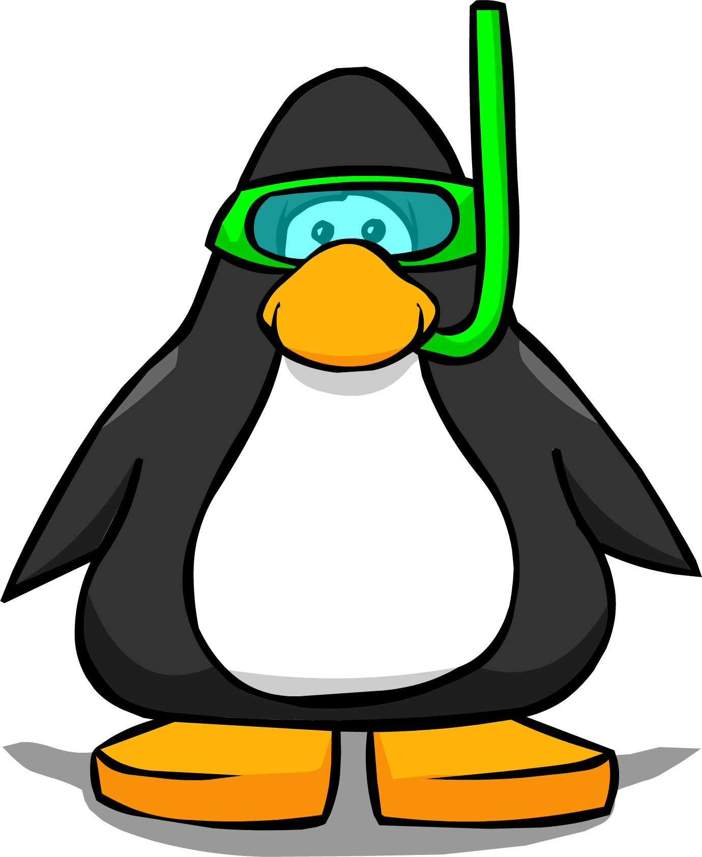 Green Snorkel On A Player Card - Club Penguin With Hat (1380x1685)