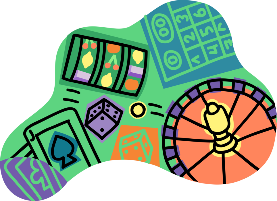 Vector Illustration Of Las Vegas Casino Gambling Games - Vector Illustration Of Las Vegas Casino Gambling Games (964x700)