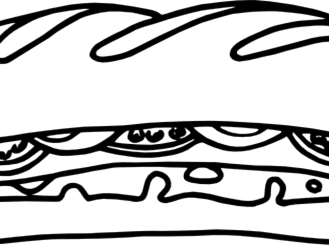 Sandwich Clipart Simple - Sub Sandwich Coloring Page (640x480)