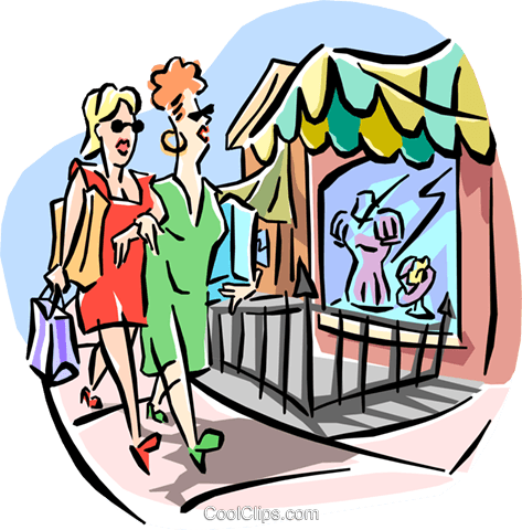 Women Shopping Royalty Free Vector Clip Art Illustration - Retail Clipart (473x480)