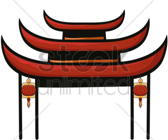 Pagoda Clipart Entrance Gate - Chinese Gate Vector Png (640x480)