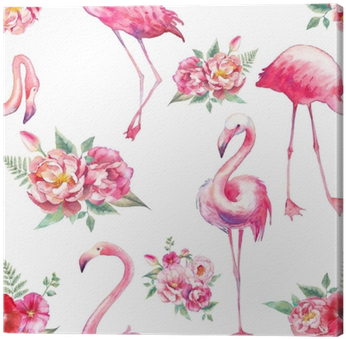 Watercolor Flamingo And Flowers Seamless Pattern - Flamingo Watercolor (400x400)
