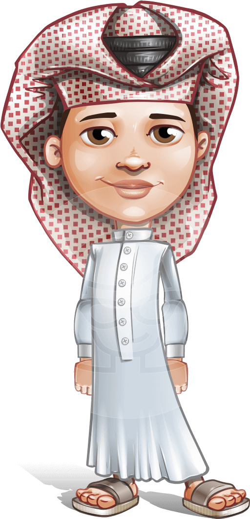 Nabil Aka Noble Boy - Muslim Man Cartoon Png (691x1060)