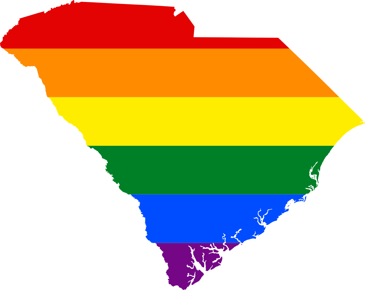 Lgbt Flag Map Of South Carolina - South Carolina Crescent Moon And Palm Tree (1280x1020)