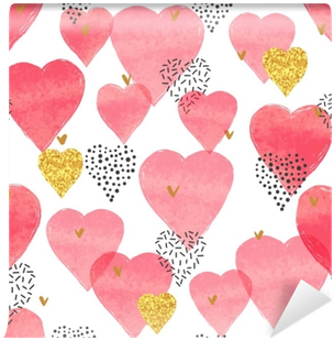Red Watercolor Hearts Pattern - Wallpaper (400x400)