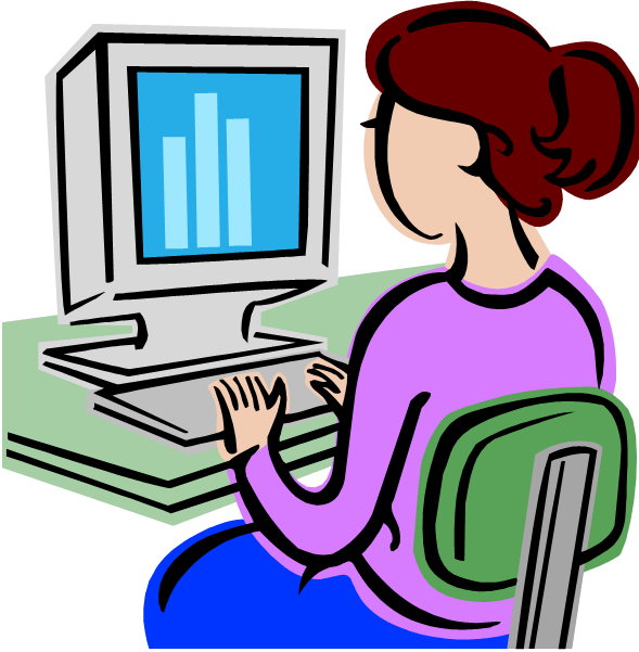 Computer Class Clipart 5 By Roberta - Using A Computer Clipart (589x601)