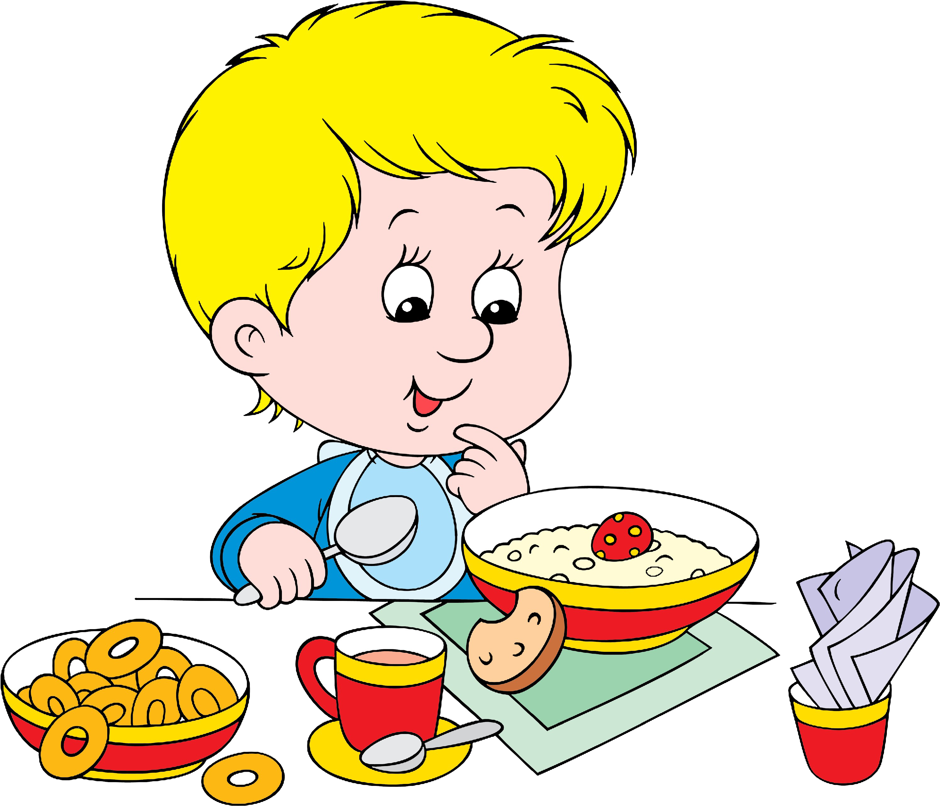 Breakfast Cereal Eating Clip Art - Eating Breakfast Clipart (3072x2667)