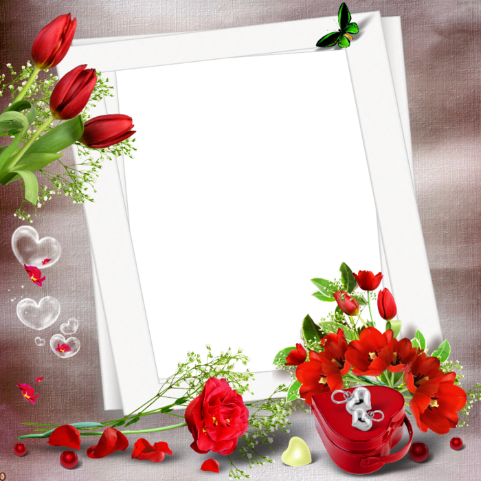 Red Flower Clipart Nice View - Red Flower Frames Png (700x700)