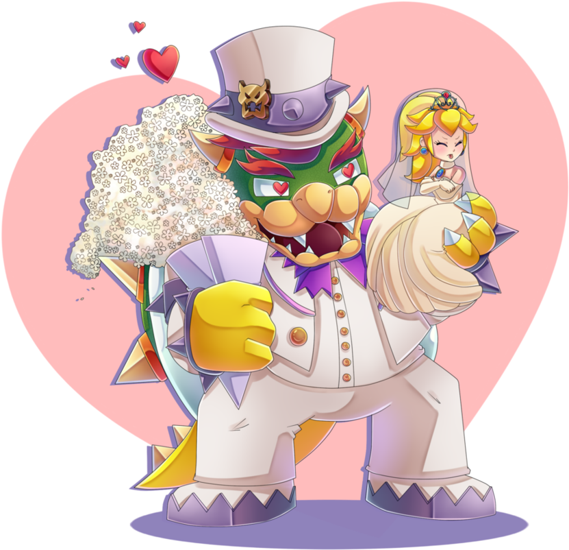 Bowser And Peach Wedding Day [speedpaint] By Cuteytcat - Princess Peach And Bowser Wedding (894x894)