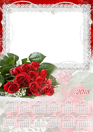 Bunch Of Red Roses - Calendar 2018 Photo Frame (318x450)