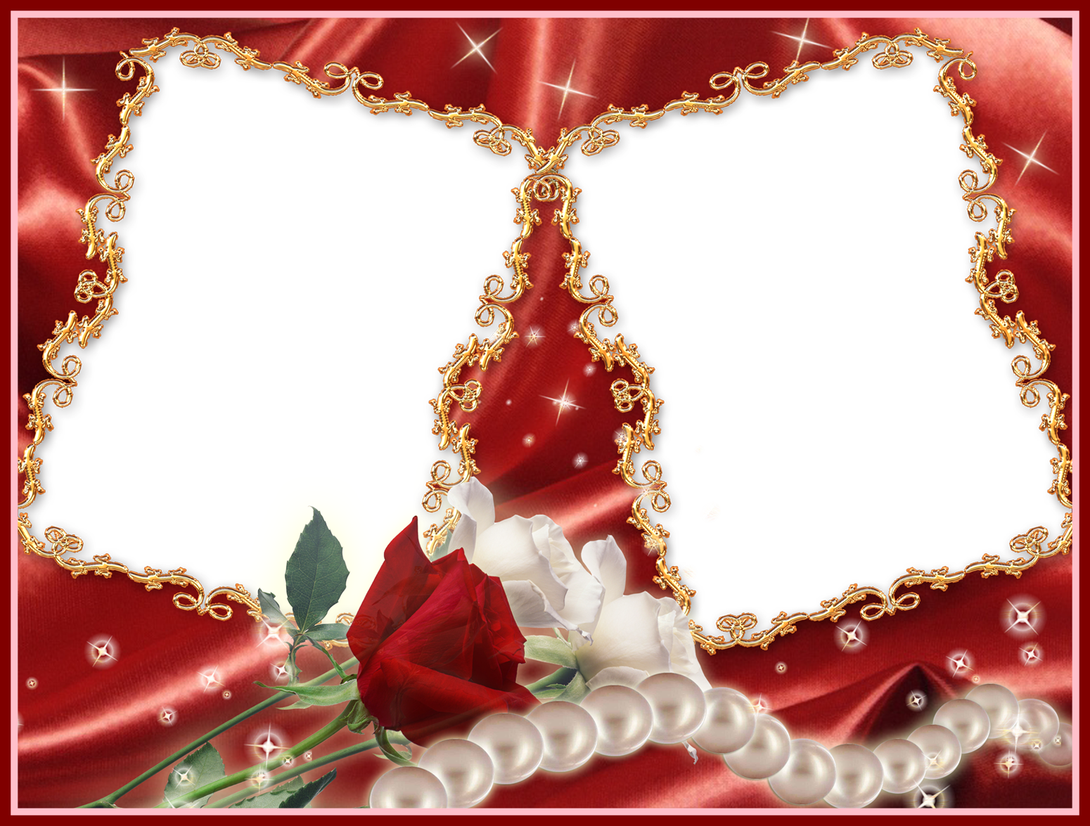 Incredible Red Flower Frame Transparent Hq Png Image - Couple Photo Frame Png (1550x1175)