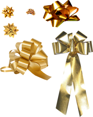Gold Ribbon & Bow Set Psd - Premier Packaging Amz-pf515 25 Count Flora Satin Pull (317x400)
