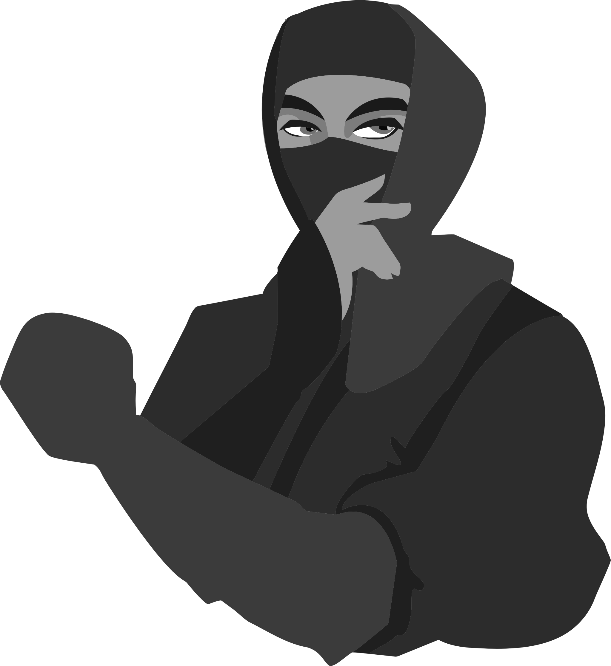 Blue Eyed Ninja - Clip Art Grayscale (2047x2234)