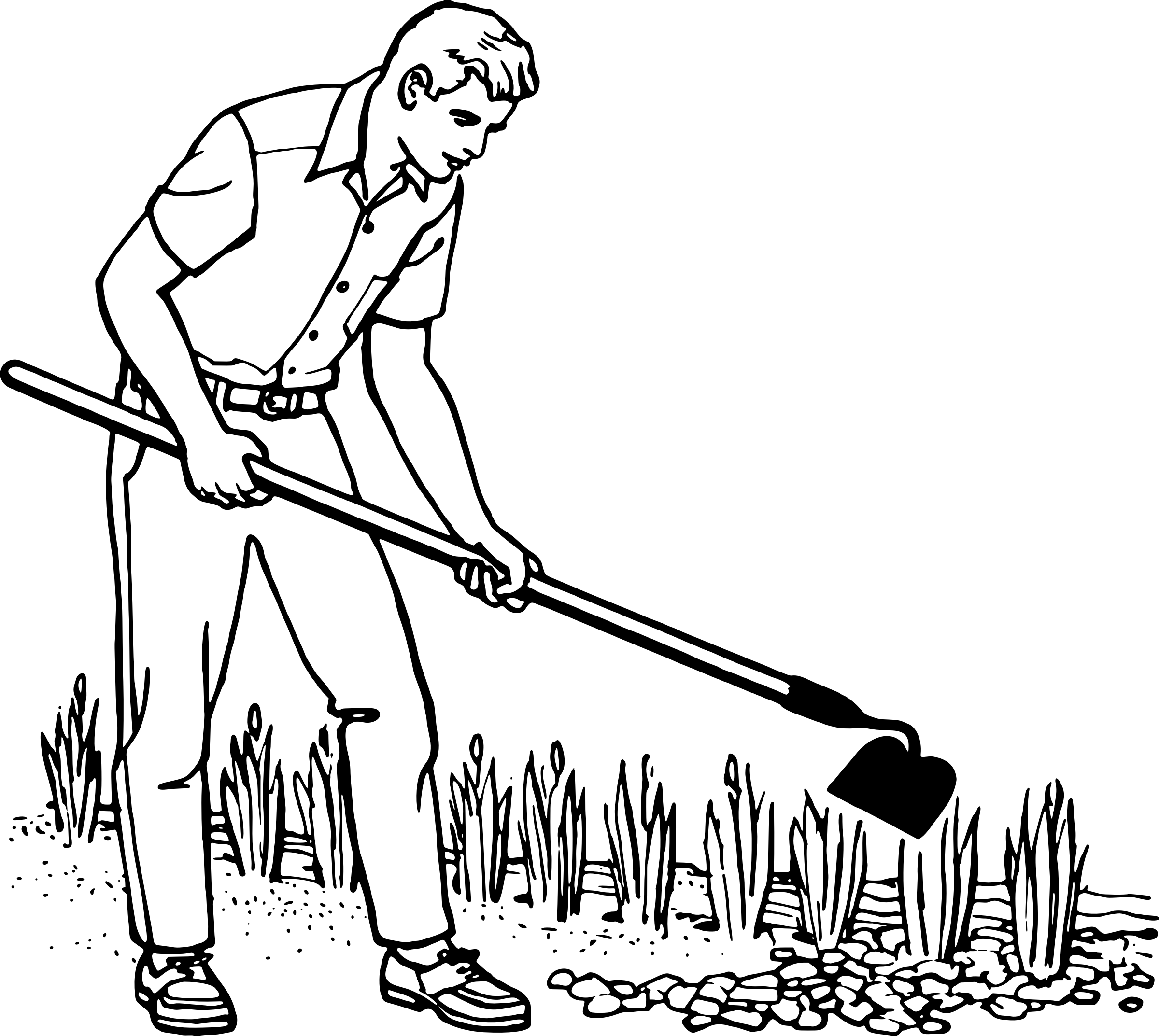 Man Gardening Vector Clipart Image - Gardener Clipart Black And White (2400x2146)