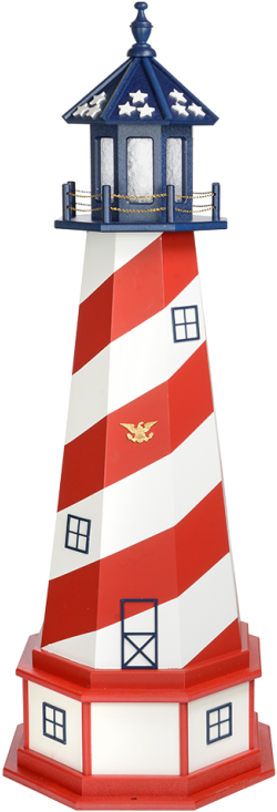 Patriotic Garden Lighthouse - Red And White Lighthouse Statue (284x768)