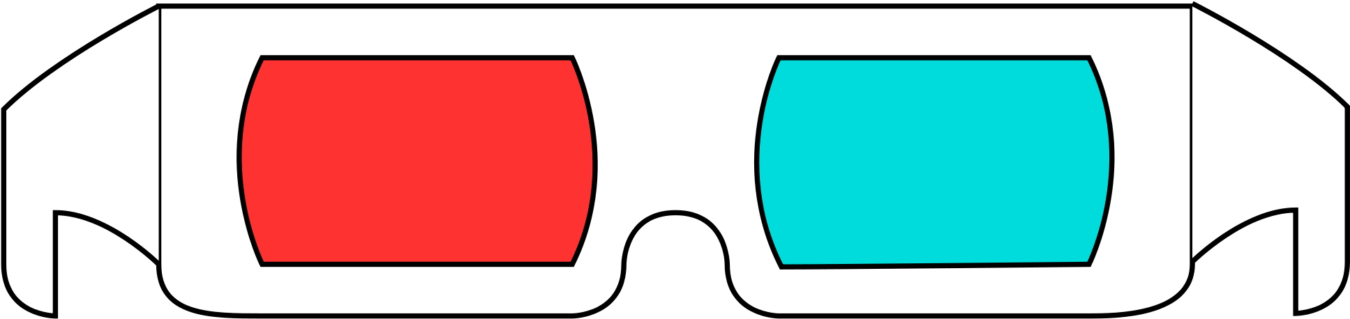 3d Brille Clipart 4 By Rachel - Red Cyan Glasses (2000x519)
