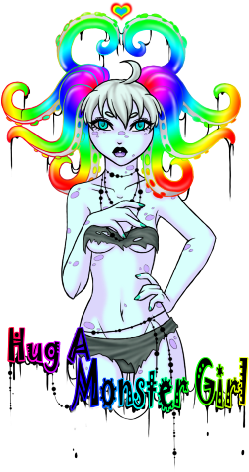 Hug A Monster Girl By Rainbowmassacre90 - Illustration (774x1032)