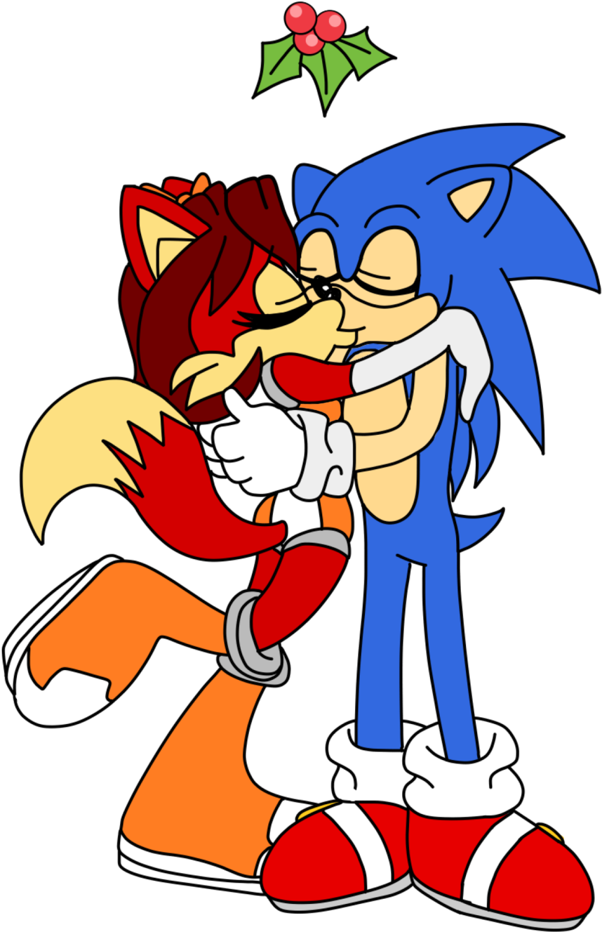 Sweethearts Under The Mistletoe By Rocketeer-raccoon - Cartoon (1024x1366)