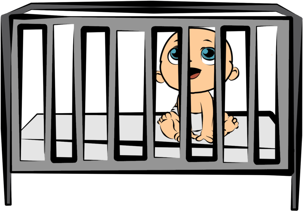 Crib Clip Art - Baby In Crib Cartoon (1024x1024)