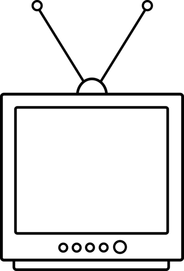 Television Clipart Black And White - Line Art (375x550)