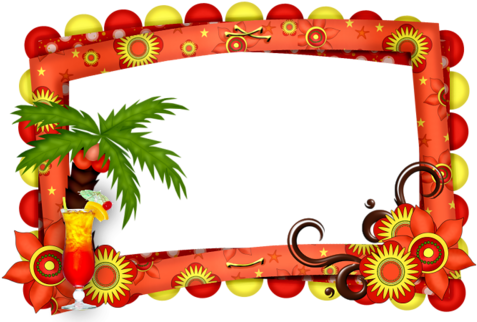 Tropical Framespaper Borderswriting - Clip Art (500x334)