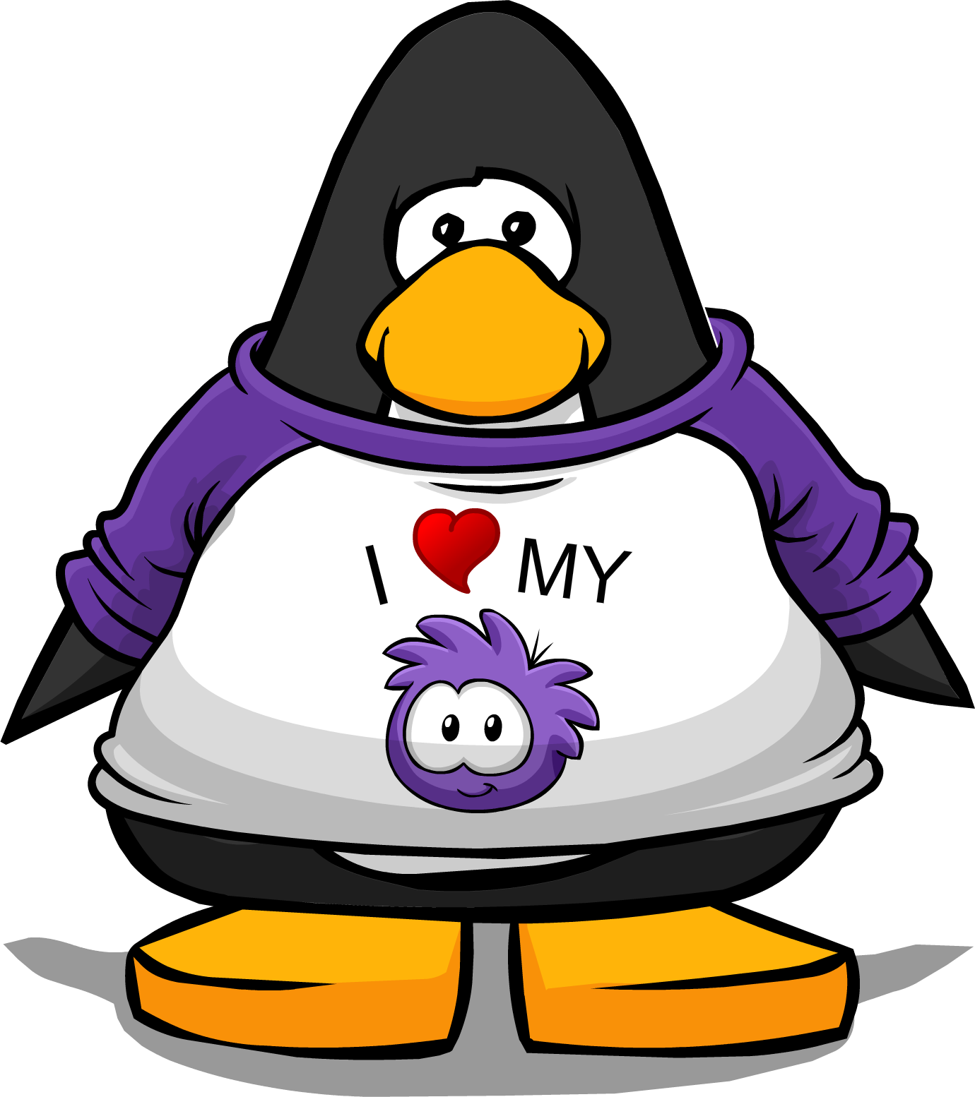 I Heart My Puffle T-shirt Player Card - Club Penguin Penguin Band Hoodie (1380x1554)