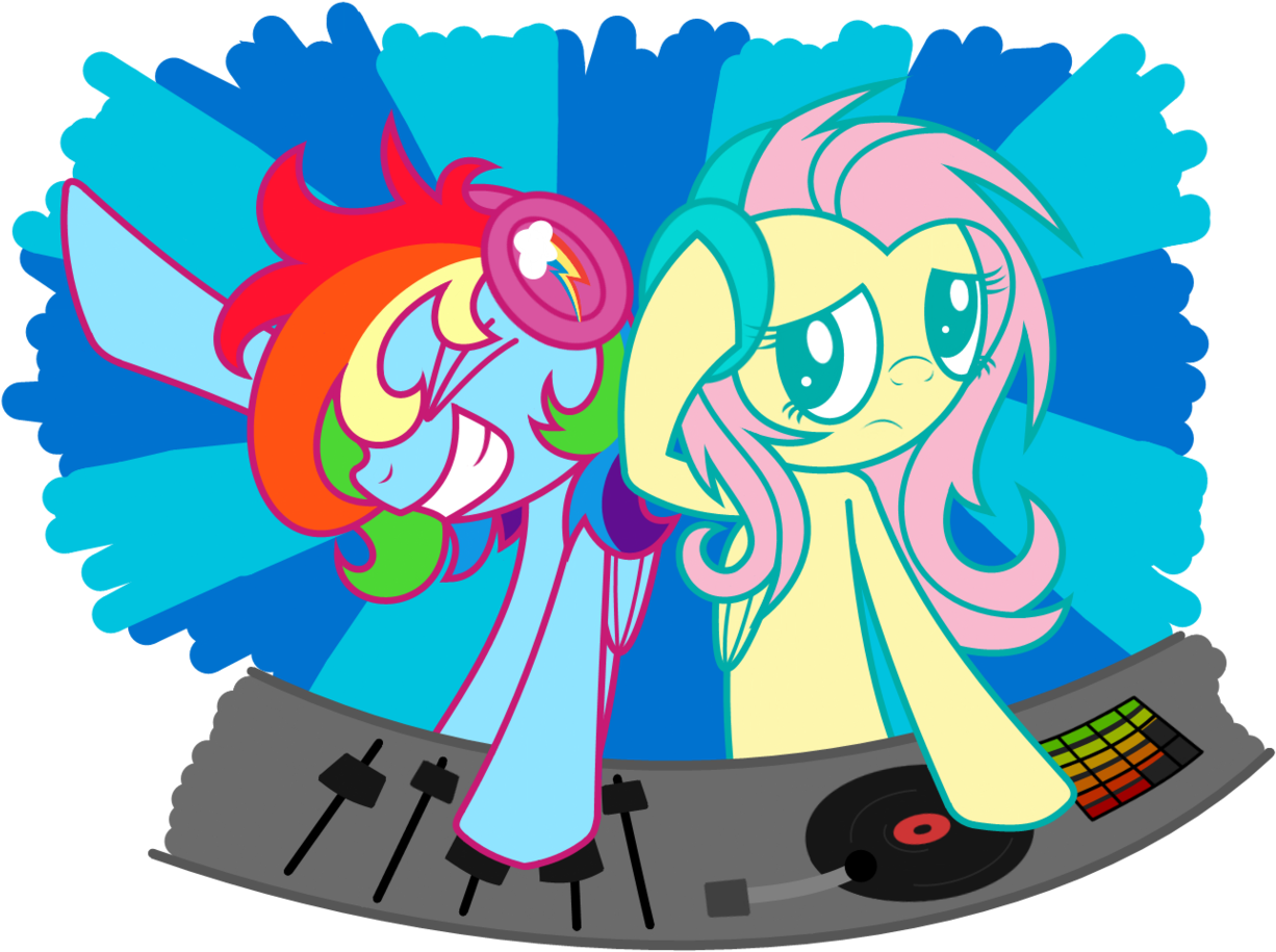 Cuttycommando, Dj Pon-3, Fluttershy, Headphones, Rainbow - My Little Pony: Friendship Is Magic (1280x960)