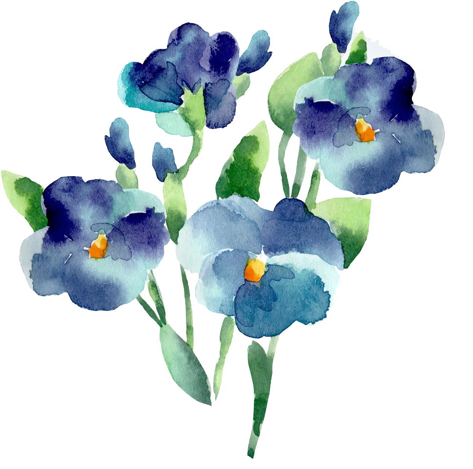 Flower Blue Watercolor Painting - Blue Watercolor Flowers Png (1024x1024)