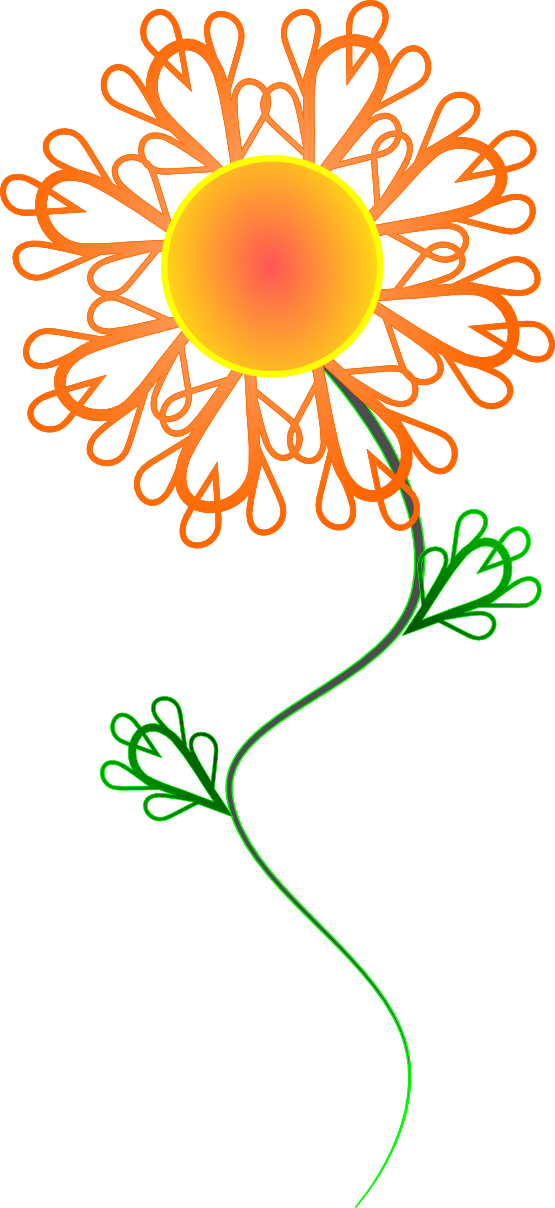 Clip Art Sunny Crazy Flower Valentine Svg - Orange Flower Shower Curtain (555x1208)