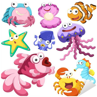 Cartoon Sea Animal Illusration Collection Sticker • - Cartoon (400x400)