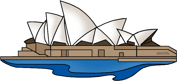 Australia Clip Art By Phillip Martin - Sydney Opera House Clipart (648x303)