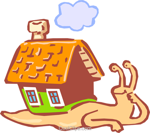 Snail Carrying House On Back Royalty Free Vector Clip - Sneglehuset Haubro (480x424)
