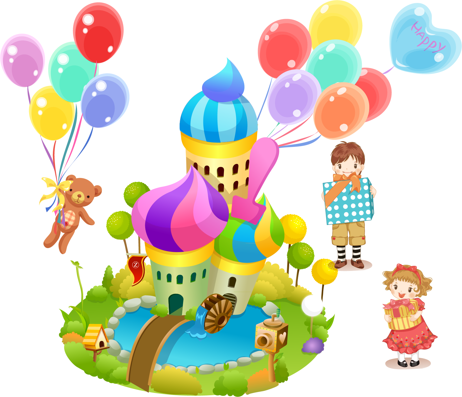 Castle Amusement Park Balloon Bear Children - Amusement Park (1572x1354)