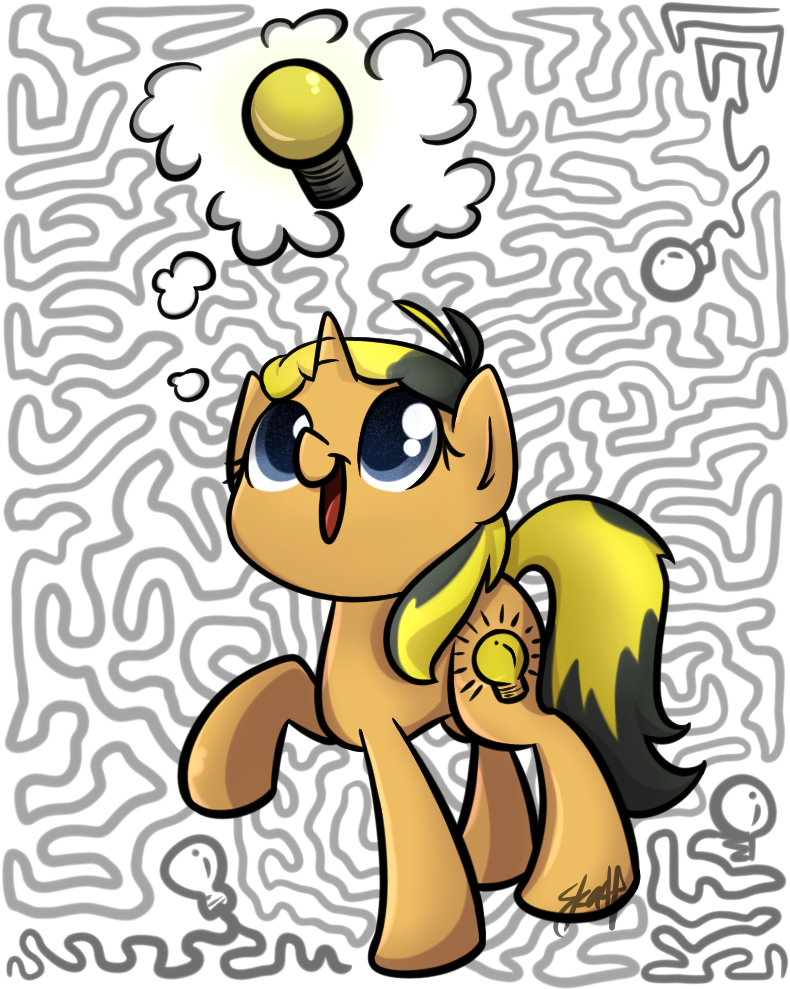 Midnightpremiere, Chibi, Idea, Lightbulb, Maze, Oc, - Cartoon (800x1000)