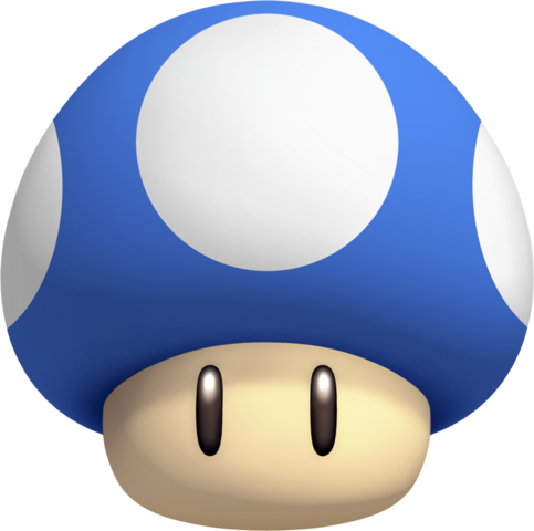 483px Powerup Mini Mushroom Sm - Super Mario Blue Mushroom (876x870)