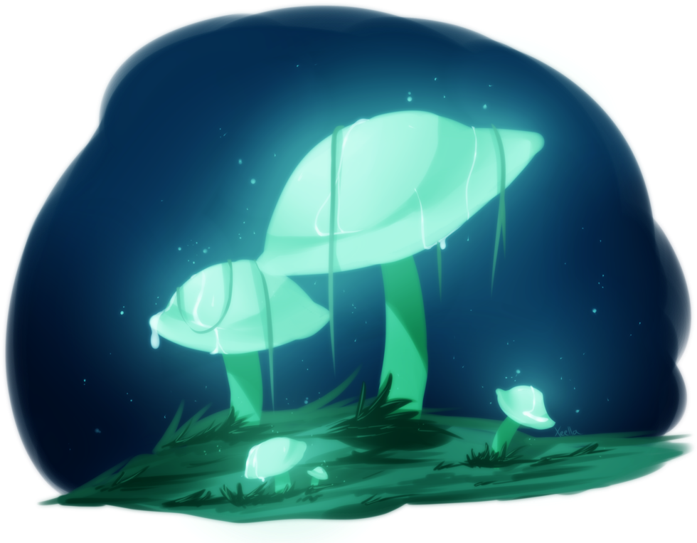 Glow Mushrooms Doodle By Xeella On Deviantart - Glowing Mushroom Png (1024x835)
