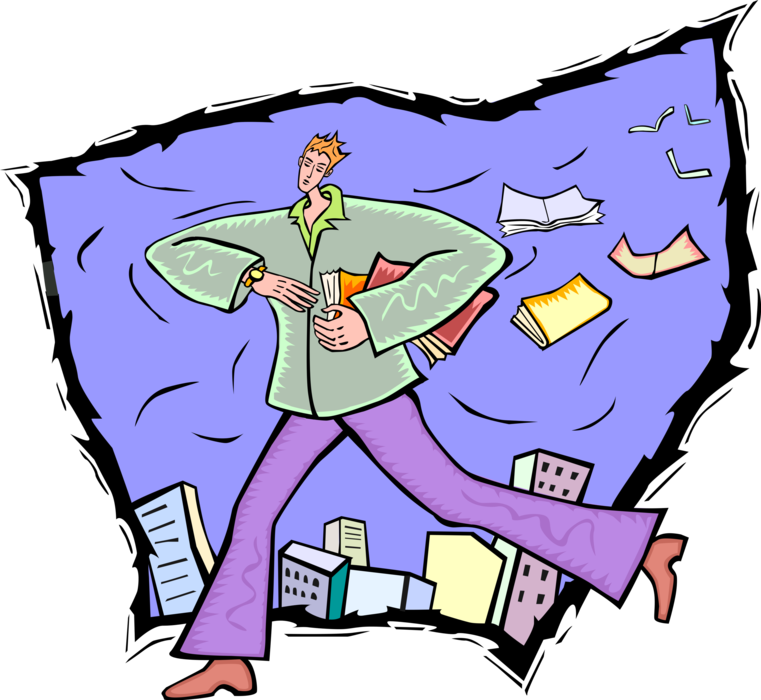 Vector Illustration Of School Student Running Late - Cartoon (761x700)