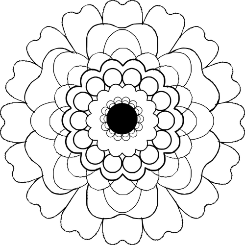 Blooming Black And White Flower Vector Clip Art - Flower Twmplayes (500x500)