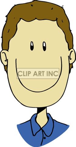 Boy Clipart Brown Hair - Cartoon Man Face Smiling (250x486)