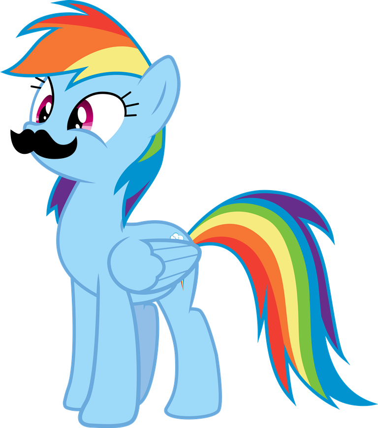 Meme, Mousdash, Moustache, Moustache Edit, Rainbow - Rainbow Dash (768x871)